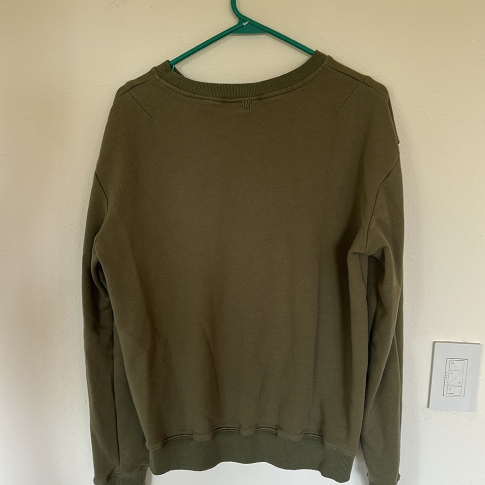 Ami Paris Ami de Coeur Army Green Sweatshirt – Fall Staple – Size XL - Picture 8 of 8